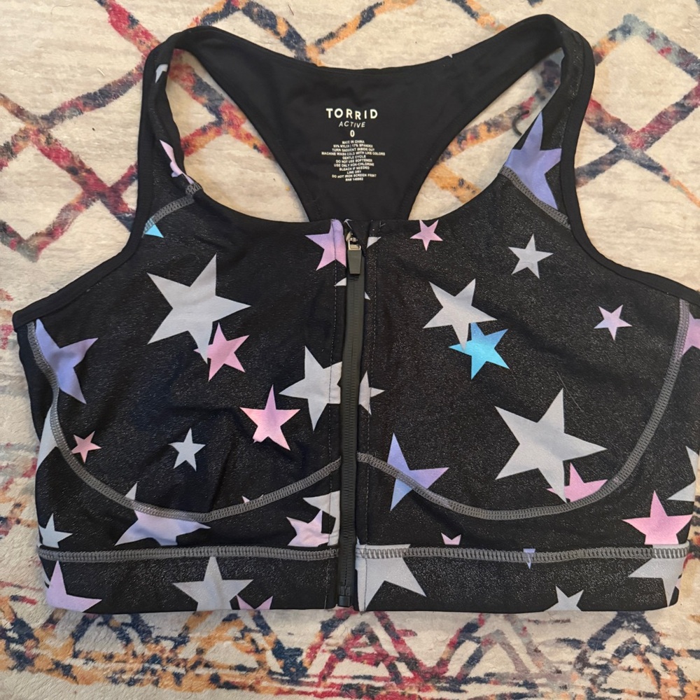 Torrid Black Sports Bra with Star Pattern